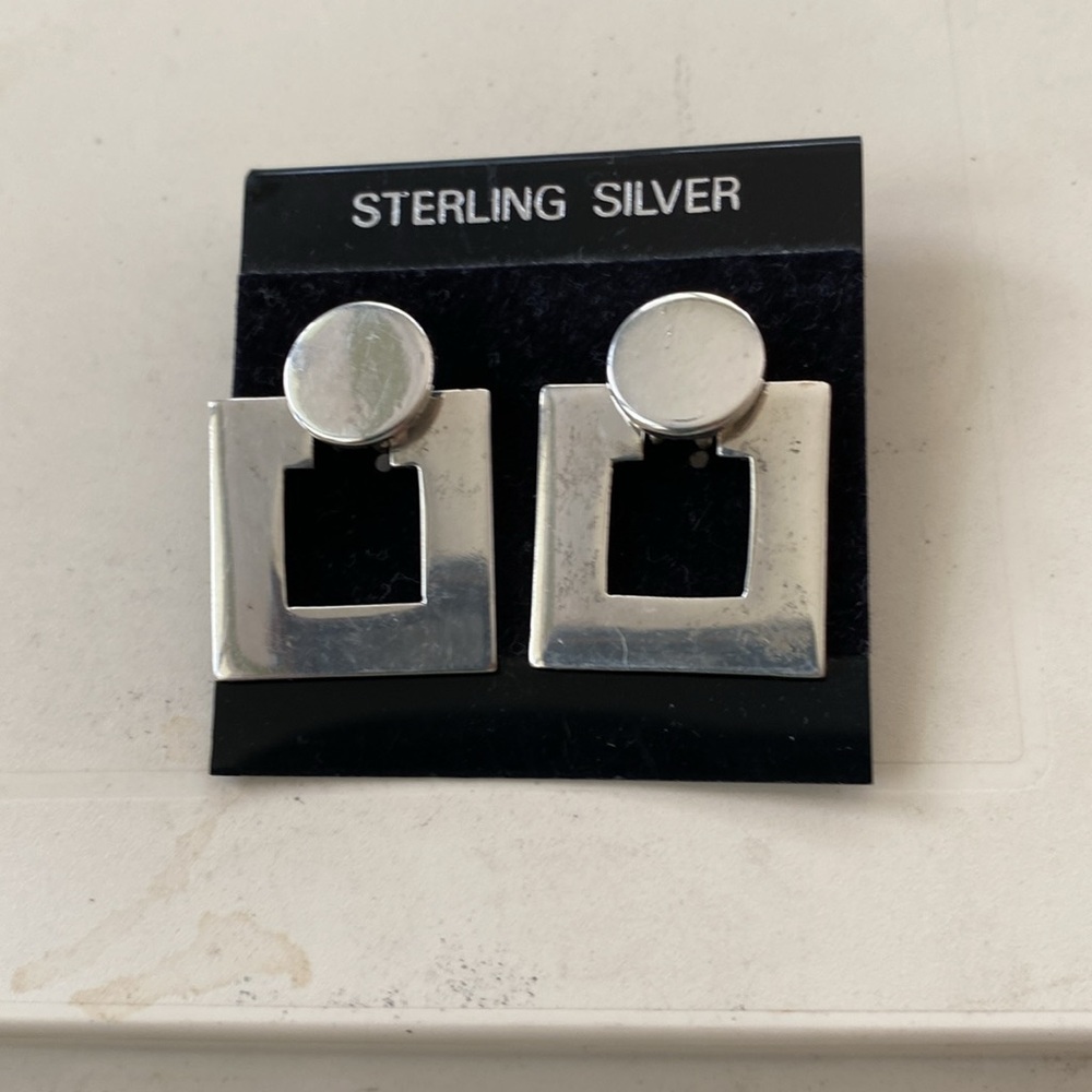 VINTAGE MEXICO SQUARE PIERCED EARRINGS